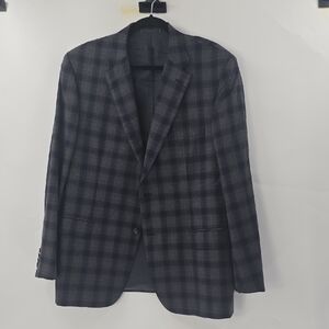 Brioni Men's Plaid Blazer Blue and Gray